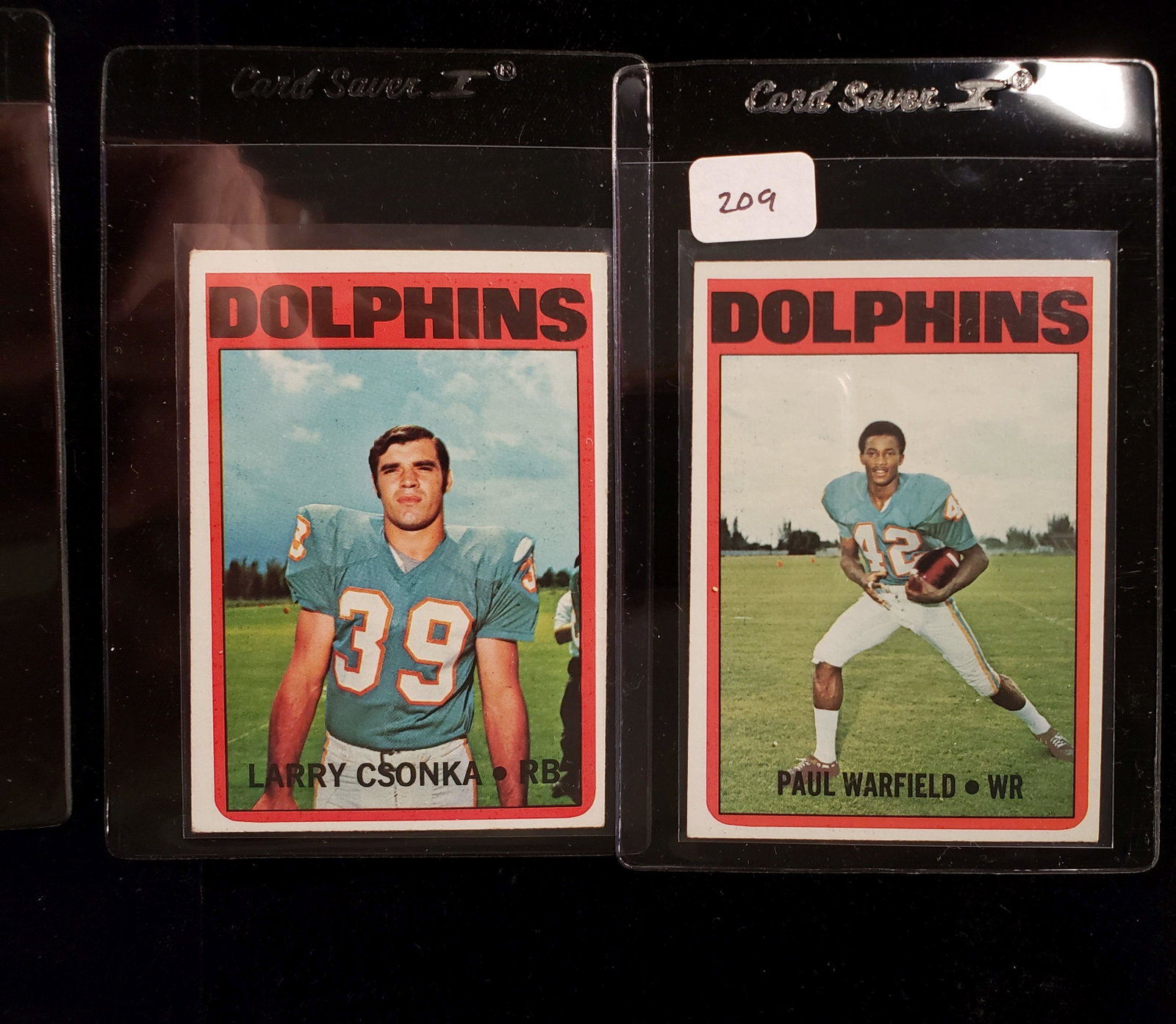 1972 TOPPS MIAMI DOLPHINS STARS CARDS: PAUL WARFIELD AND LARRY CSONKA PERFECT SEASON 1972