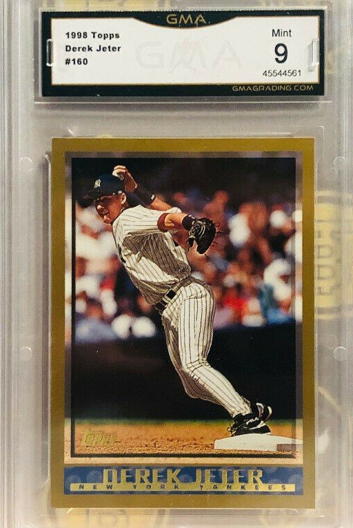 GRADED DEREK JETER NEW YORK YANKEES CARD: 1998 TOPPS #160 DEREK JETER NEW YORK YANKEES 2020 HOF INDUCTEE SLABBED AND GRADED MINT 9