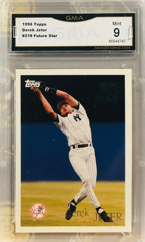 GRADED DEREK JETER NEW YORK YANKEES CARD: 1996 TOPPS FUTURE STAR #219 SLABBED AND GRADED MINT 9. 2020 HALL OF FAME INDUCTEE