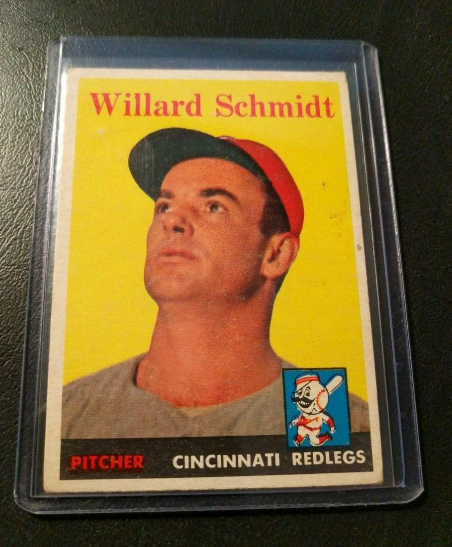1958 Topps Baseball Card #214 Willard Schmidt: 1958 Topps Baseball Card #214 Willard Schmidt