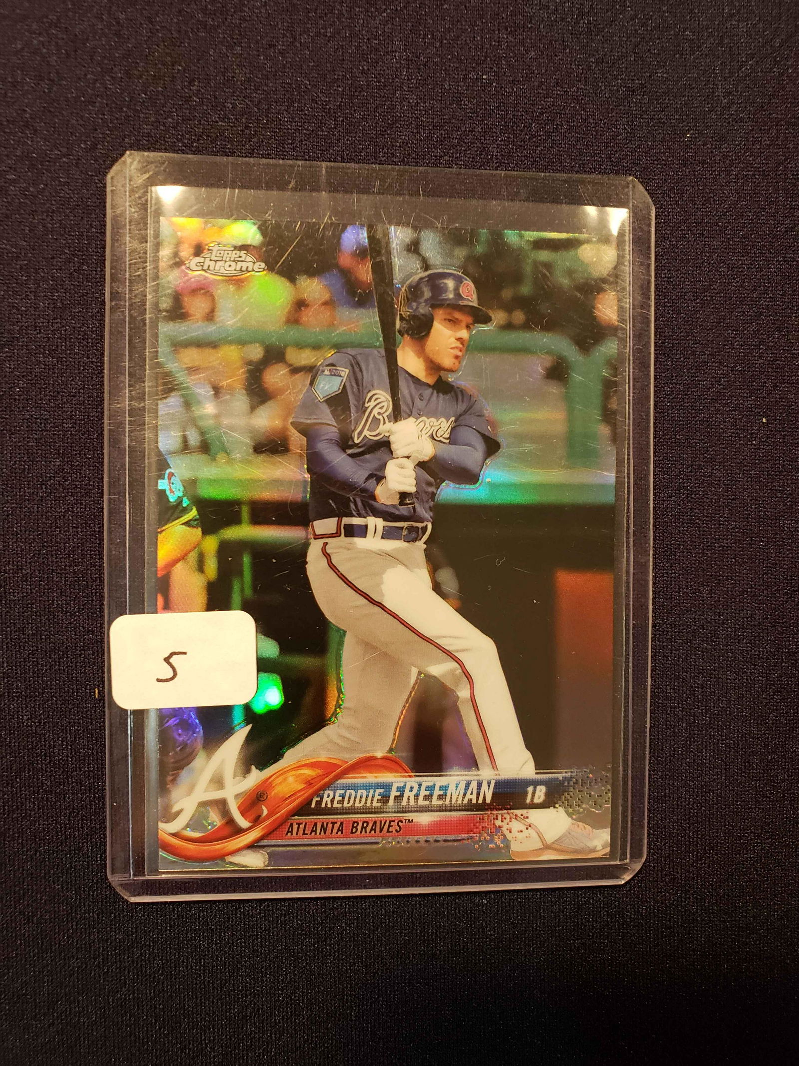 FREDDIE FREEMAN ATLANTA BRAVES REFRACTOR: 2018 TOPPS CHROME BASEBALL SILVER REFRACTOR SP