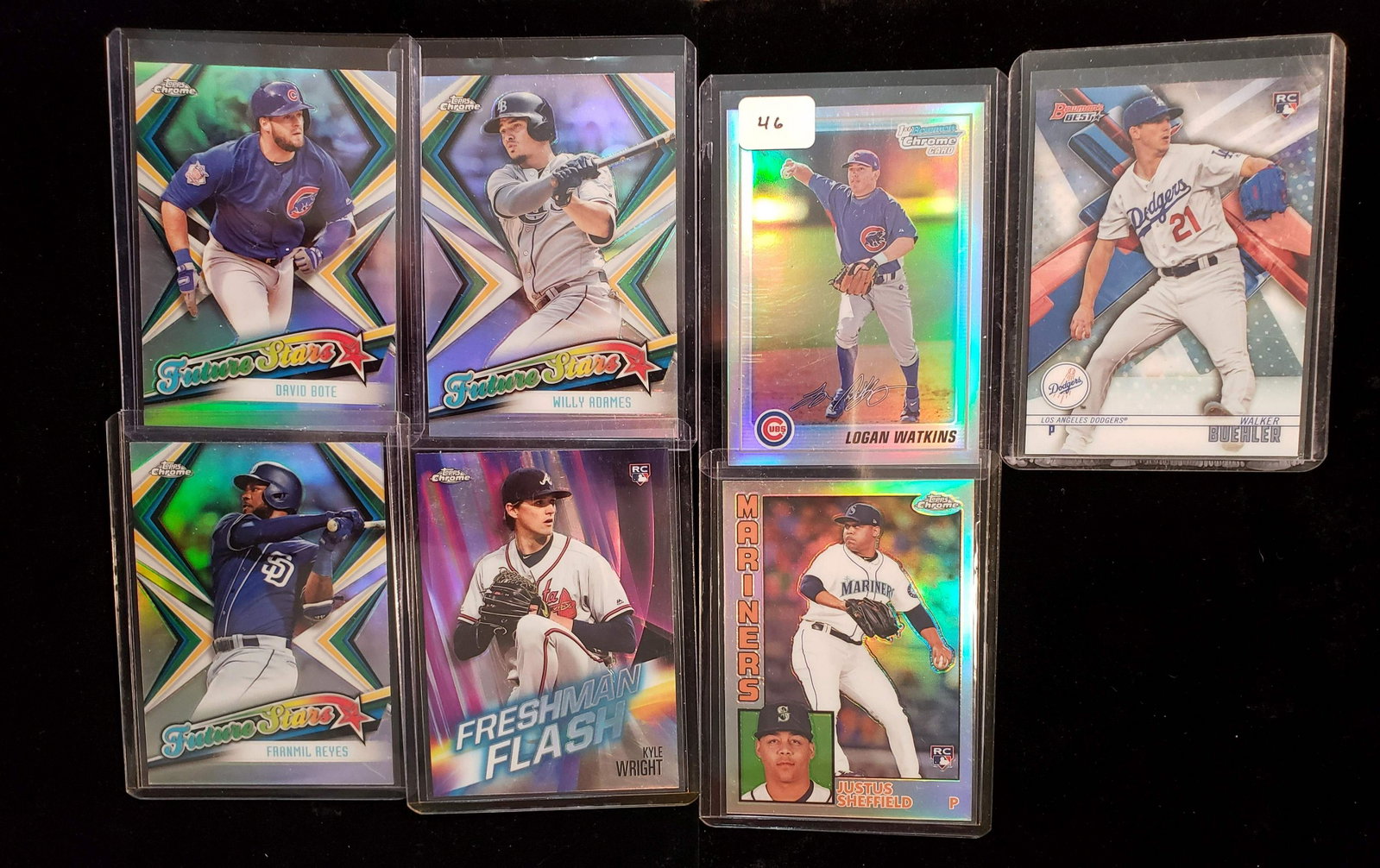 SILVER REFRACTOR ROOKIE BASEBALL CARDS: walker buehler,willy adames,david bote, kyle wright