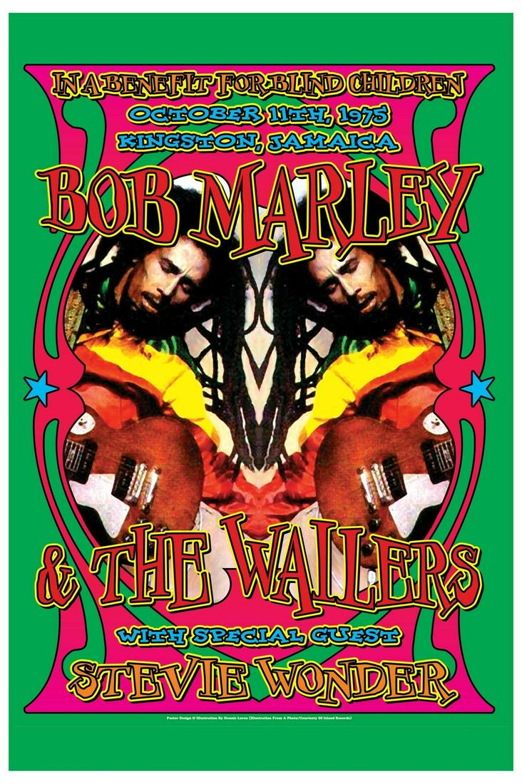 BOB MARLEY AND STEVIE WONDER PROMO POSTER: This 14 X 20 POSTER is a HIGH QUALITY REPRODUCTION. A DIGITALLY PRODUCED GICLEE STYLE PRINT of Bob Marley & Stevie Wonder in Kingston Jamaica 1975. SHIPS SEPARATE IN THICK TUBE FOR $8.95.
