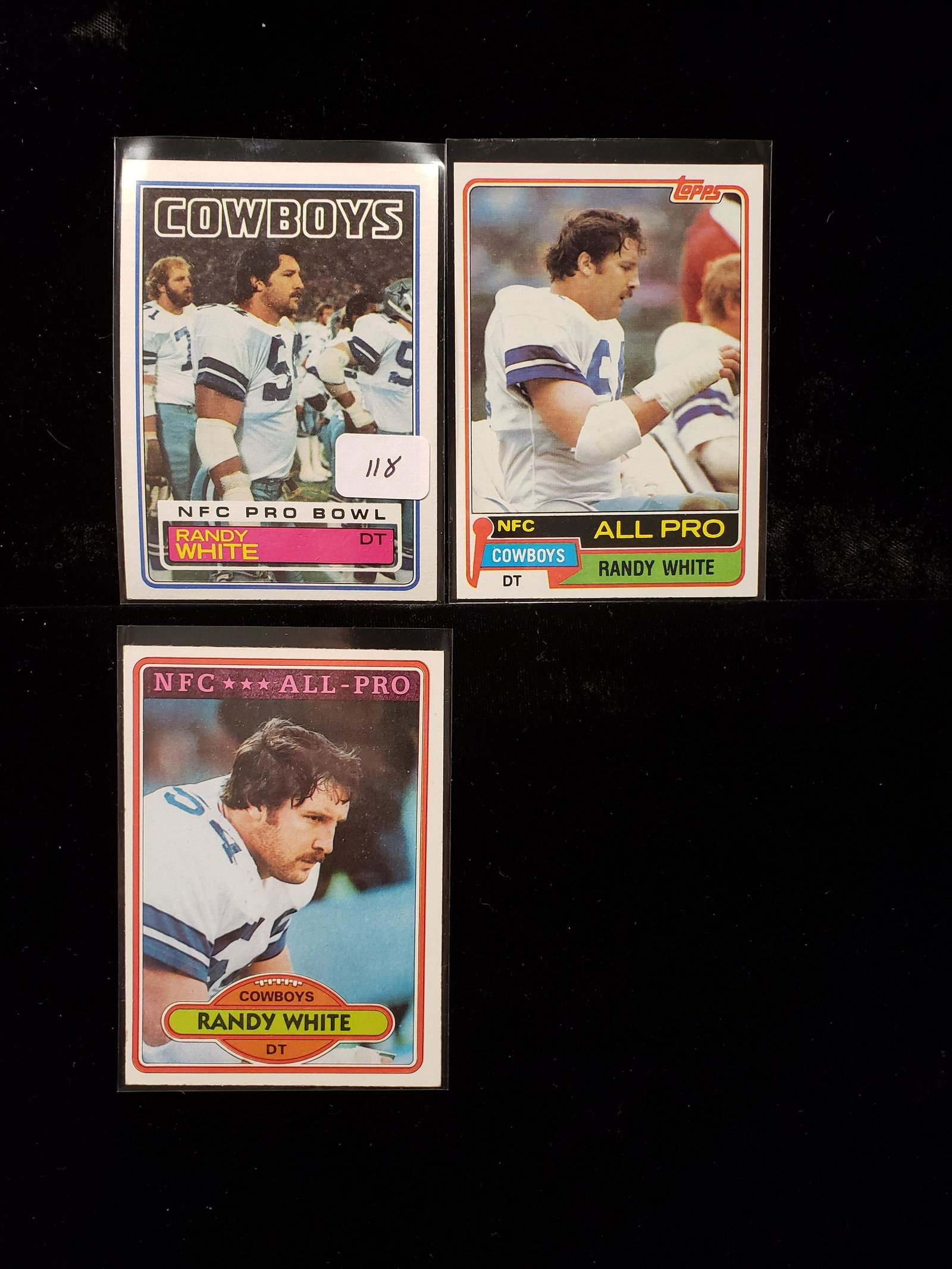 THE 'MANSTER' RANDY WHITE DALLAS COWBOYS CARDS: 1980, 1981 AND 1983 TOPPS RANDY WHITE