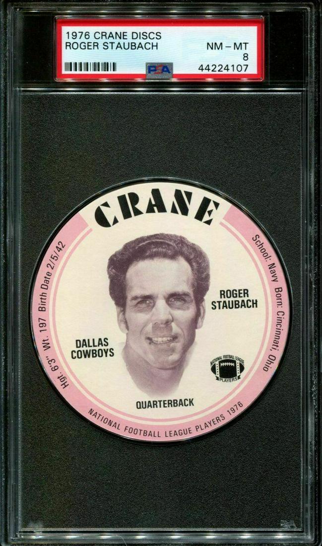 1976 CRANE DISCS ROGER STAUBACH COWBOYS HOF PSA 8: 1976 CRANE DISCS ROGER STAUBACH COWBOYS HOF PSA 8