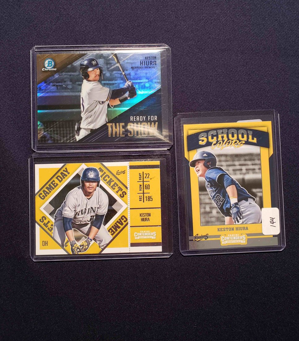 KESTON HIURA MILWAUKEE BREWERS ROOKIE CARDS: LOT OF THREE ROOKIE INSERTS