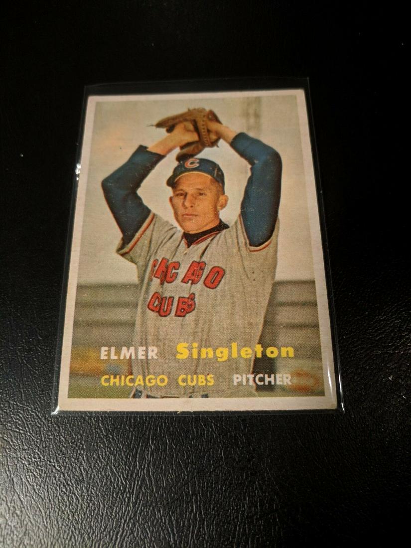 1957 Topps BASEBALL VINTAGE Set Break: CARD #378 Elmer Singleton Chicago Cubs & CARD #402 Jim Pisoni Kansas City A's
