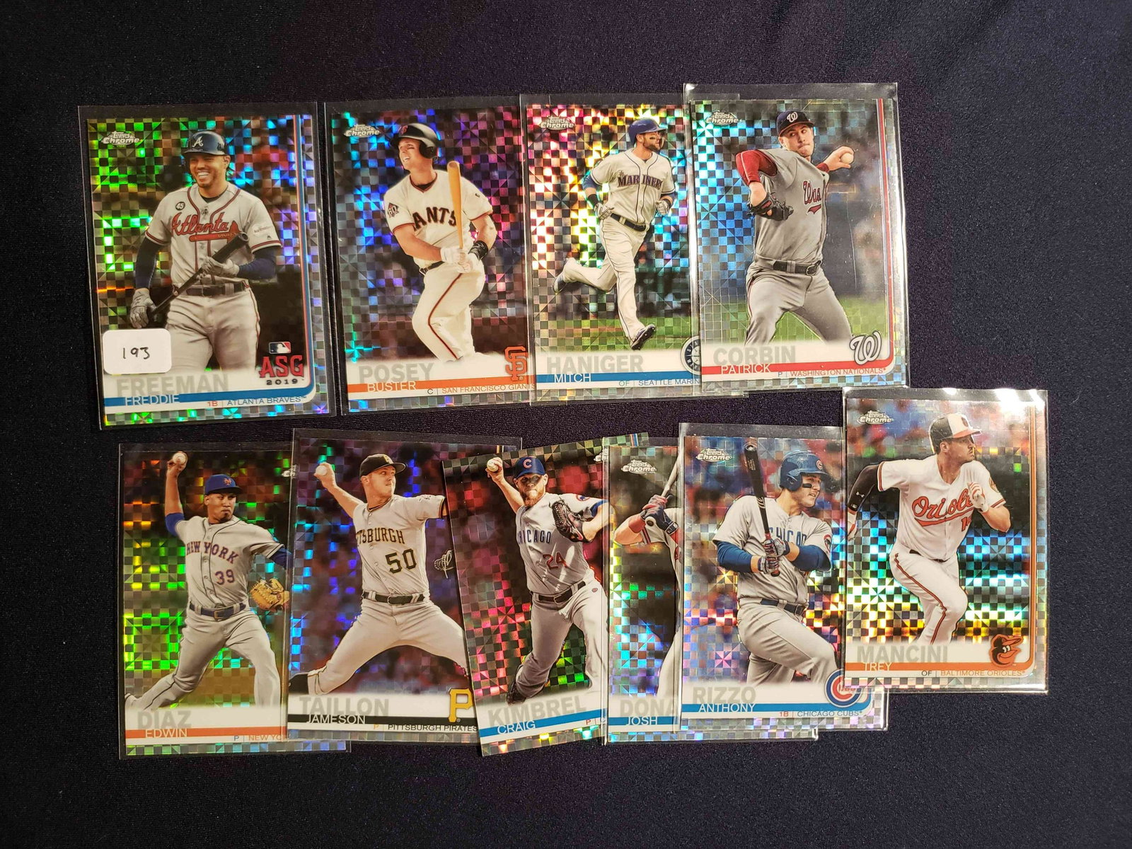 2019 TOPPS CHROME BASEBALL SHORT PRINTS: LOT OF 10 XFRACTORS FREDDIE FREEMAN, BUSTER POSEY, ANTHONY RIZZO
