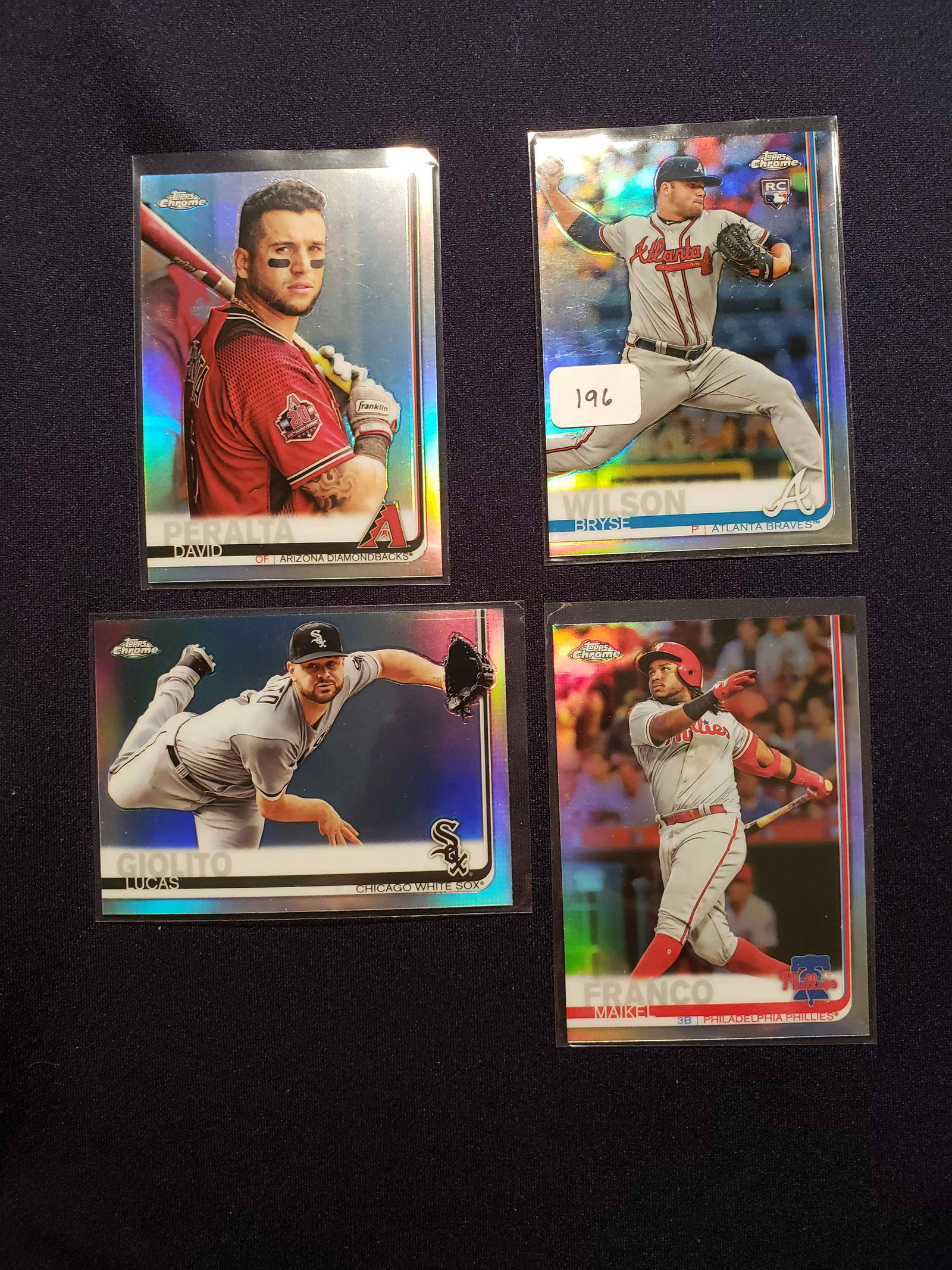2019 TOPPS CHROME BASEBALL SHORT PRINTS: LOT OF 4 SILVER REFRACTORS BRYSE WILSON, MAIKEL FRANCO