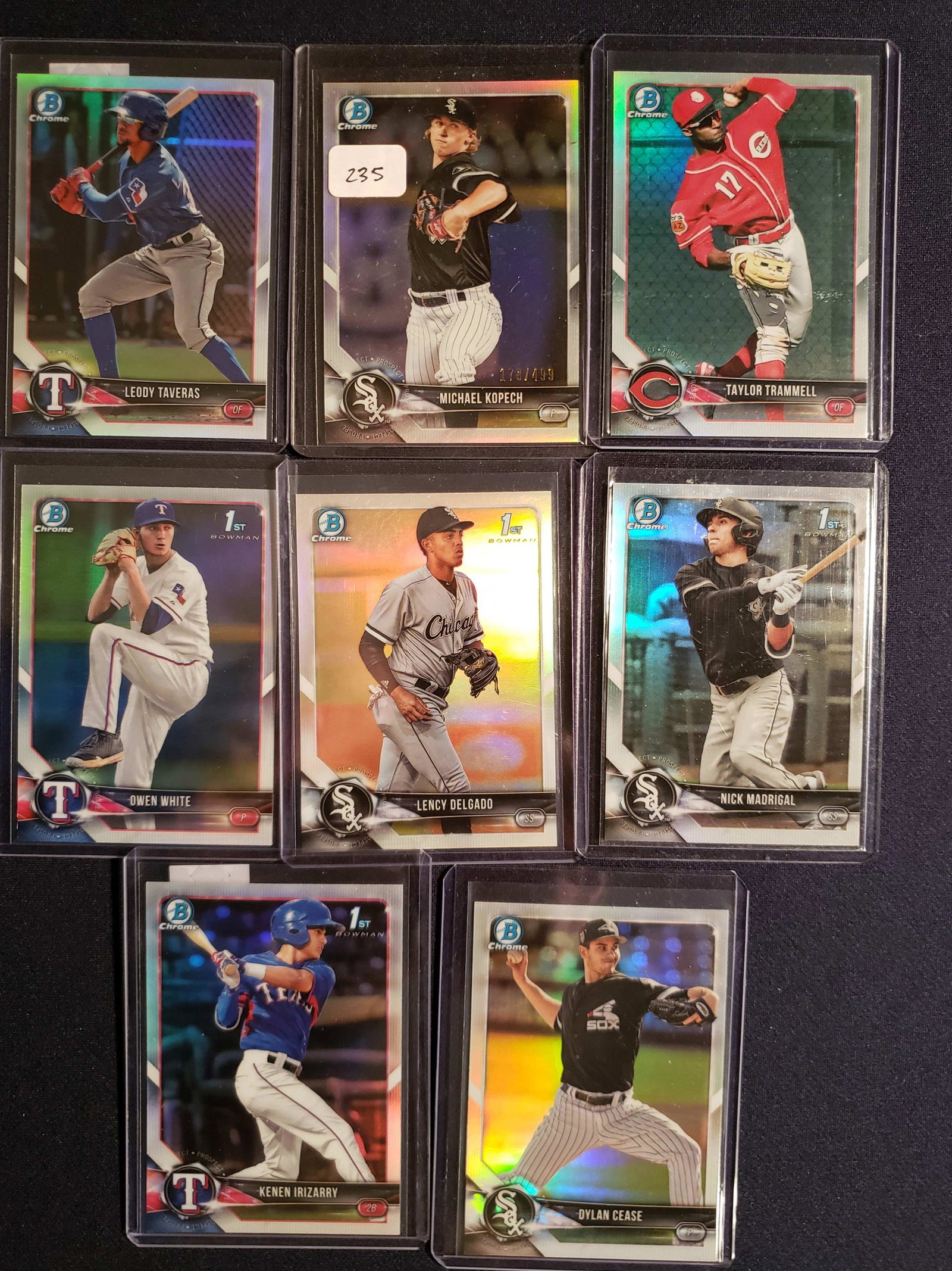BOWMAN BASEBALL SILVER REFRACTOR SP'S: MICHAEL KOPECH 178/499, TAYLOR TRAMMELL REDS, DYLAN CEASE