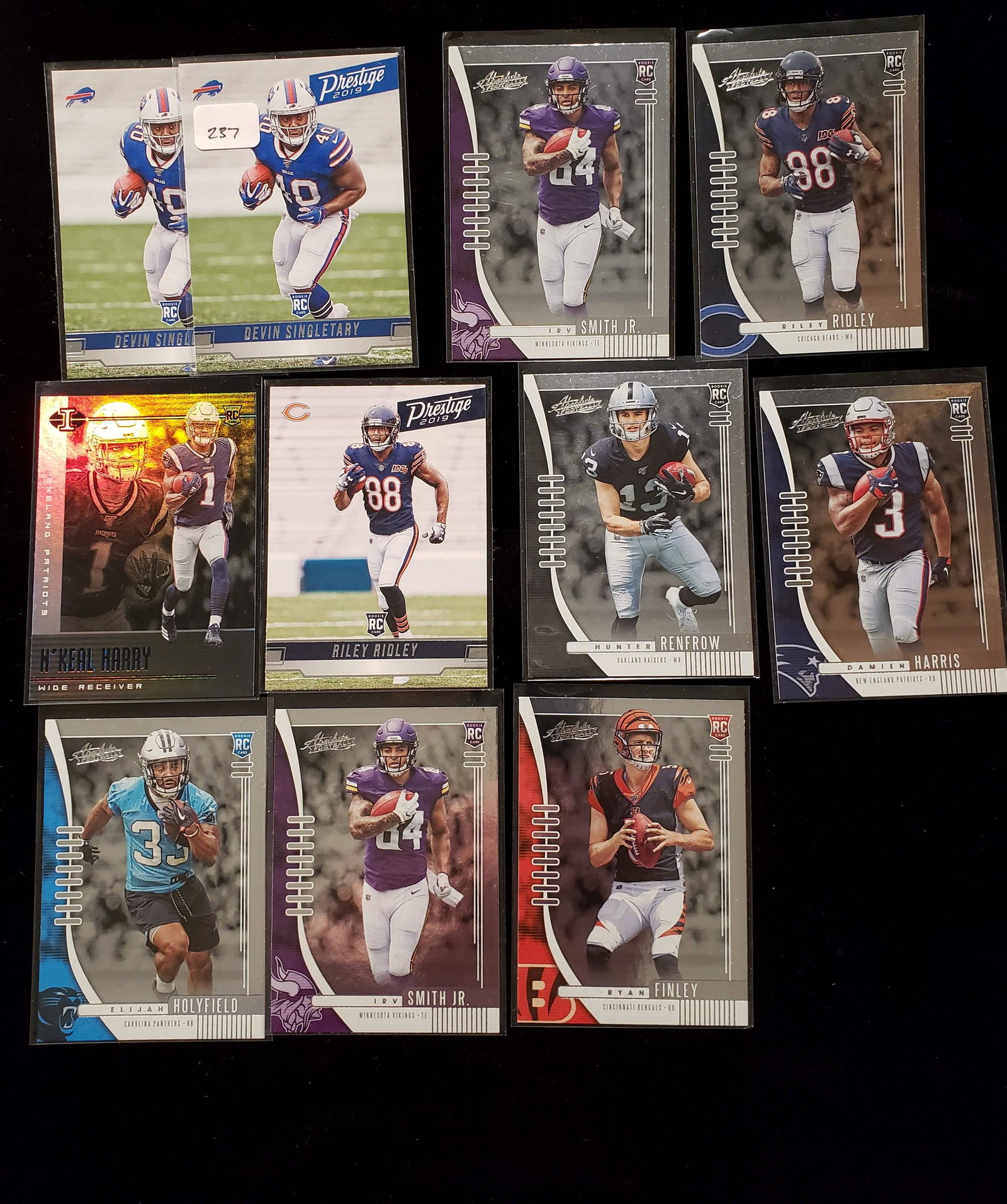 2019 NFL ROOKIE CARDS RILEY RIDLEY, HUNTER RENFROW: 2019 NFL ROOKIE CARDS