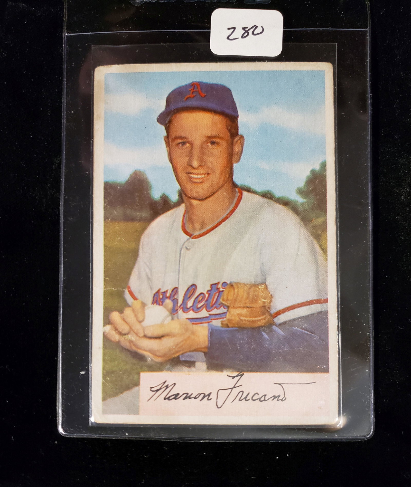 1953 BOWMAN BASEBALL #3 MARION FRICANO PHILADELPHIA A'S: EX CONDITION WITH LIGHT WEAR AROUND CORNERS GREAT SURFACE CLEAN FRONT AND BACK