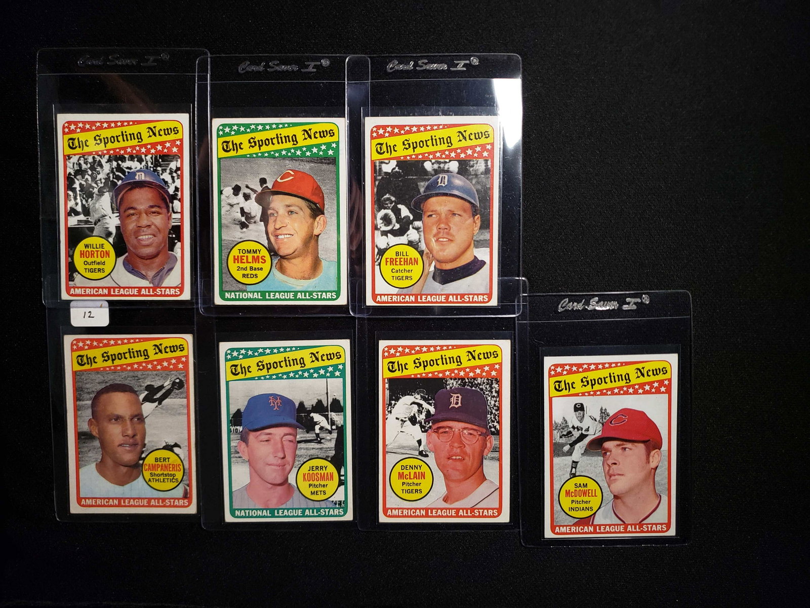 1969 TOPPS BASEBALL SPORTING NEWS ALL-STARS INSERT: DENNY MCCLAIN, BERT CAMPANERIS, JERRY KOOSMAN, WILLIE HORTON, BILL FREEHAN