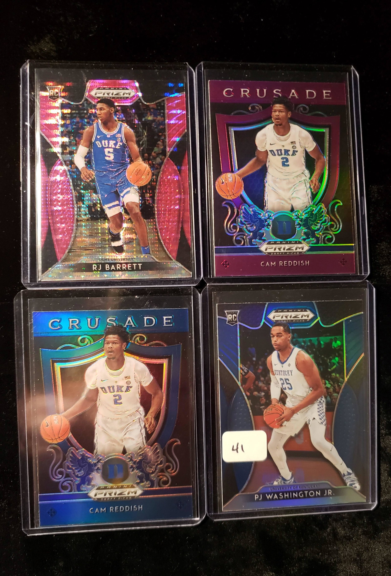 PANINI PRIZM DRAFT ROOKIE SHORT PRINTS: RJ BARRET PINK PULSAR, PJ WASHINGTON BLUE PRIZM, CAM REDDISH BLUE AND PURPLE CRUSADE,