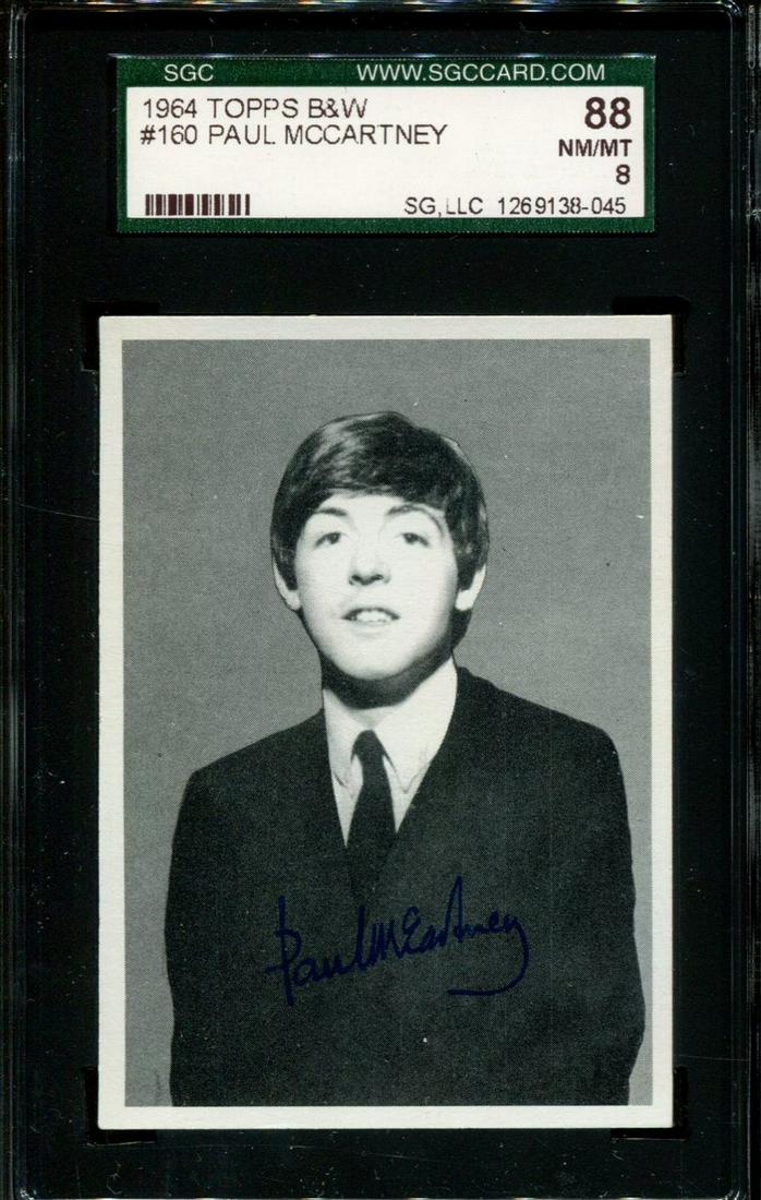 GRADED 1964 BEATLES B&W #160 PAUL McCARTNEY: 1964 TOPPS BEATLES BLACK AND WHITE #160 PAUL McCARTNEY