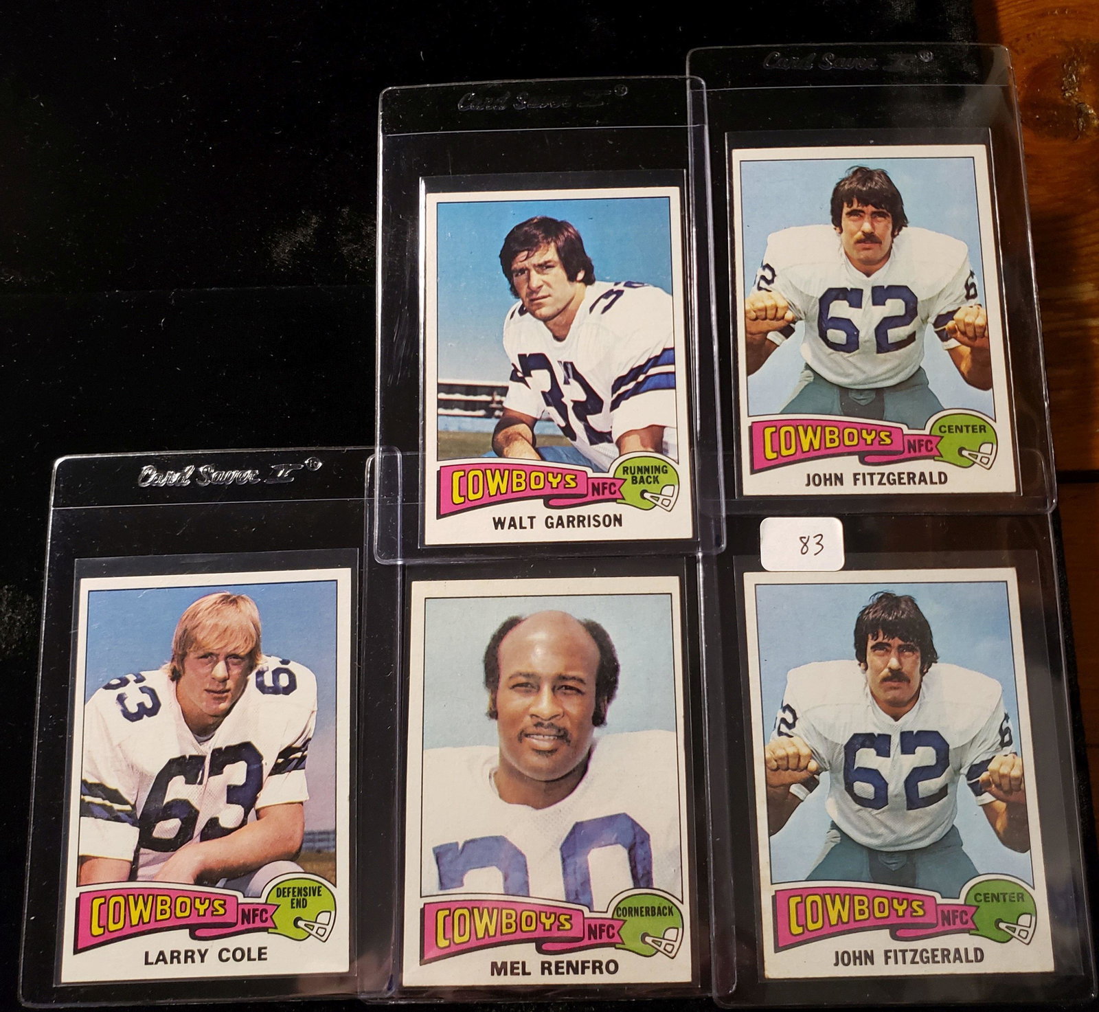 1975 TOPPS FOOTBALL DALLAS COWBOYS LOT: MEL RENFRO, JOHN FITZGERALD (2), LARRY COLE, WALT GARRISON
