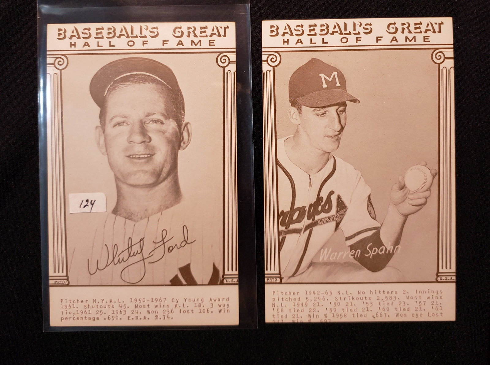 1977 HALL OF FAME EXHIBIT CARDS WHITEY FORD AND WARREN: 1977 HALL OF FAME EXHIBIT CARDS WHITEY FORD AND WARREN SPAHN