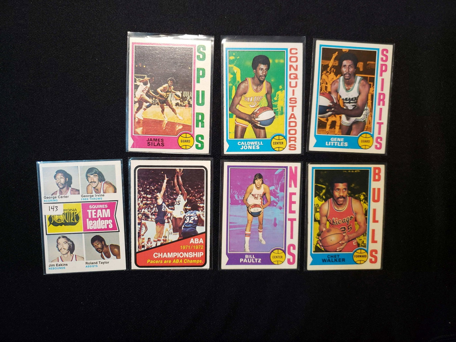 1974-75 TOPPS BASKETBALL CARDS NRMT+: NICE HIGH GRADE LOT OF VINTAGE BASKETBALL CARDS JAMES SILAS, CHET WALKER
