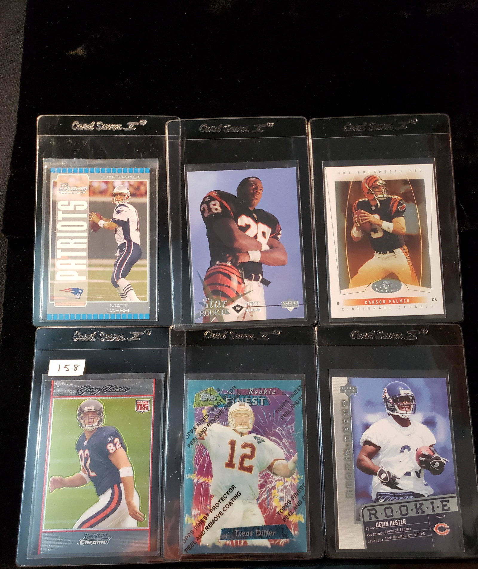 NFL FOOTBALL ROOKIE CARD COLLECTION: TRENT DILFER, GREG OLSEN CHROME, COREY DILLON, CARSON PALMER, DEVIN HESTER, MATT CASSELL