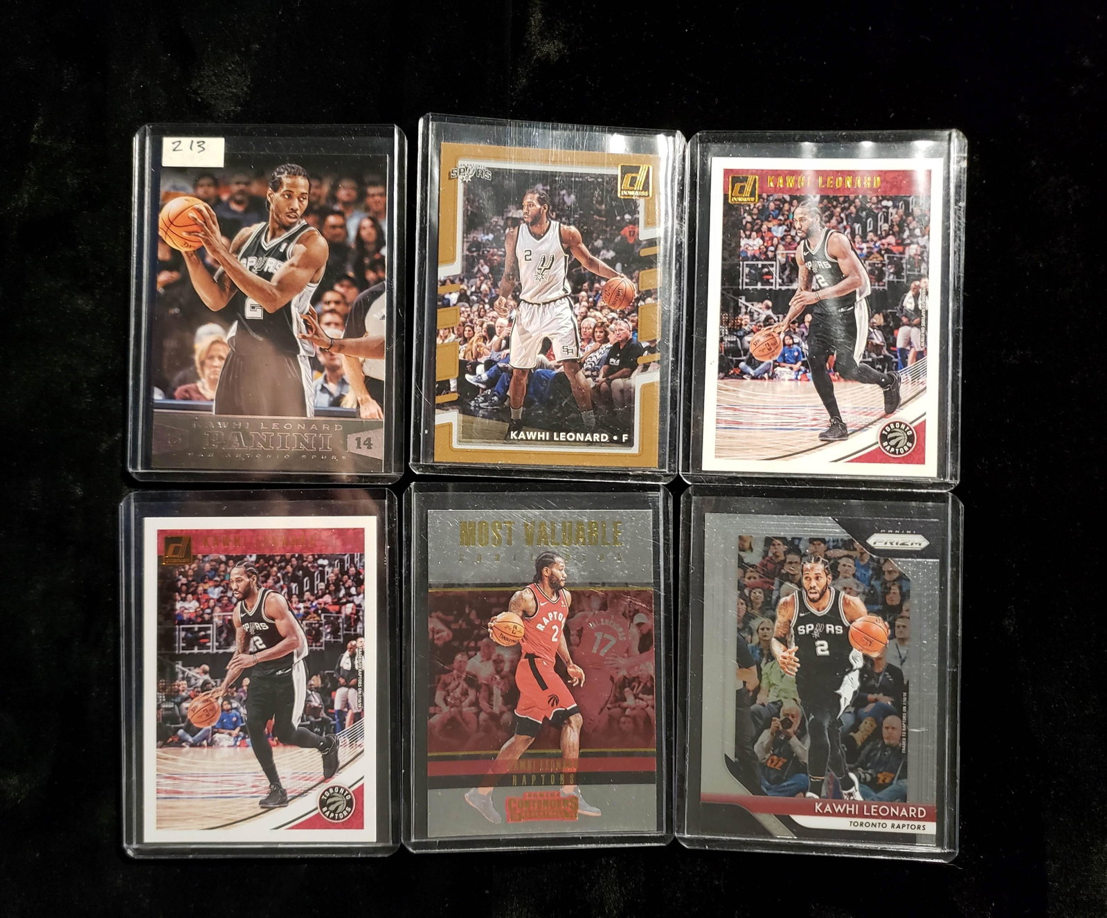 KAWHI LEONARD BASKETBALL CARD COLLECTION: LOT OF 6 KAWHI LEONARD CARDS SPURS AND RAPTORS