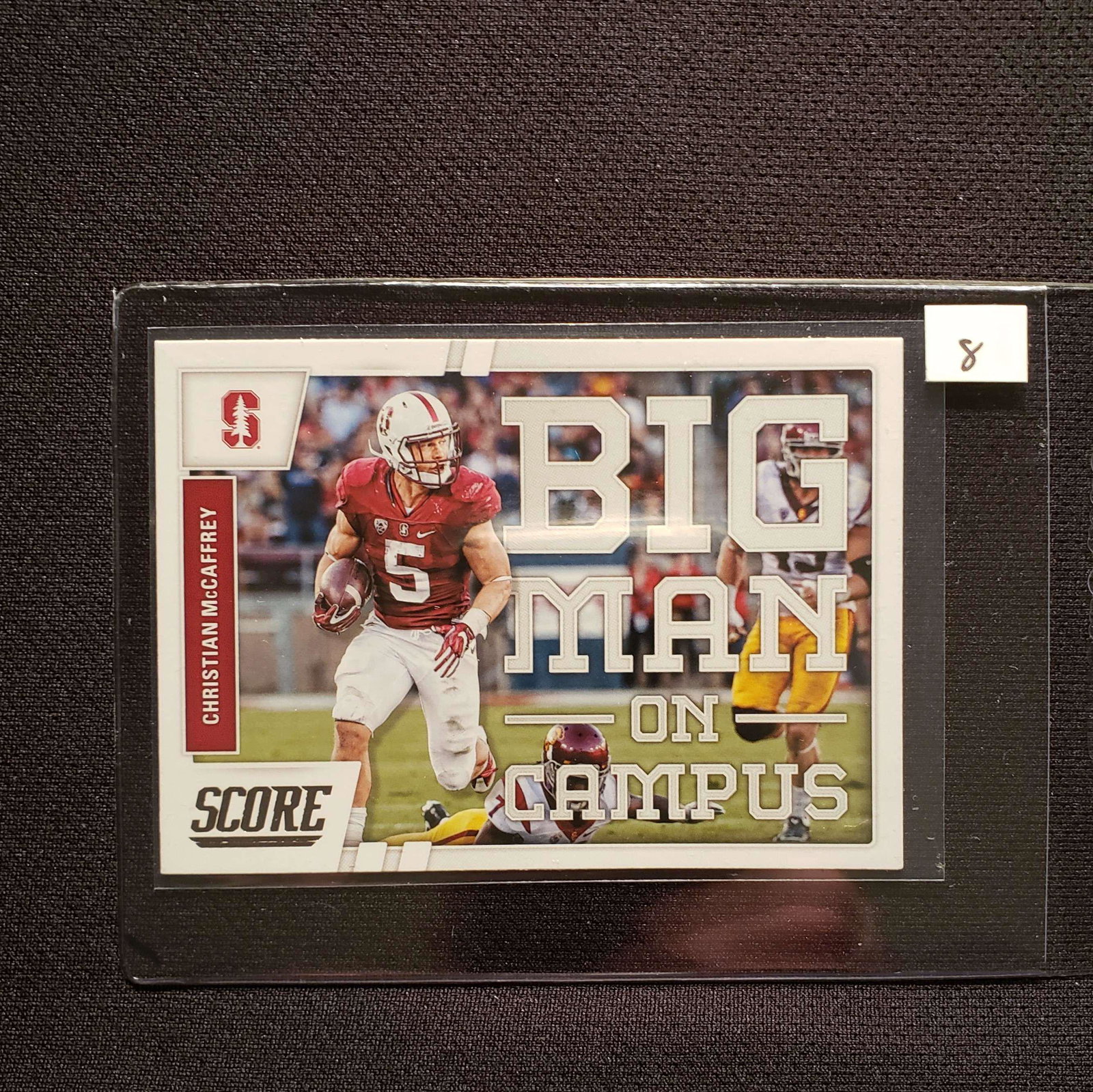 CHRISTIAN McCAFFREY ROOKIE INSERT CARD: 2017 SCORE FOOTBALL BIG MAN ON CAMPUS ROOKIE INSERT