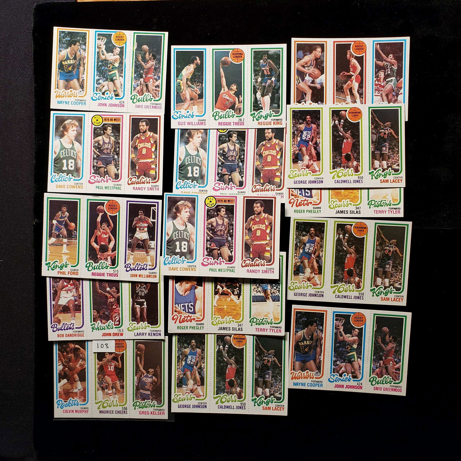VINTAGE 1980-81 TOPPS NBA BASKETBALL CARDS: LOT OF 15 PACK FRESH MINT CARDS WITH MAURICE CHEEKS, GEORGE McGINNIS, CALDWELL JONES, REGGIE KING,CEDRICK MAXWELL