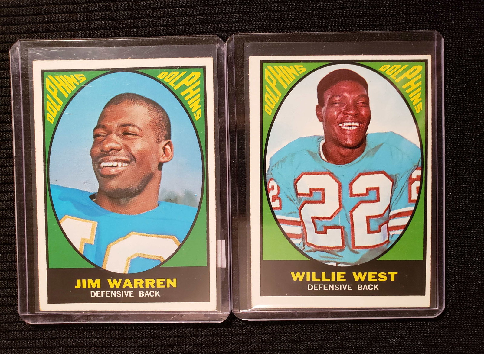 VINTAGE NFL FOOTBALL CARDS EX-NRMT: 1967 TOPPS FOOTBALL #80 WILLIE WEST & #81 JIM WARREN