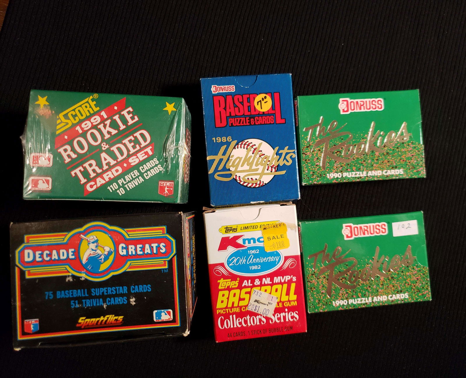 LOT OF 6 BOXED BASEBALL CARD COMPLETE SETS (1 of 1)