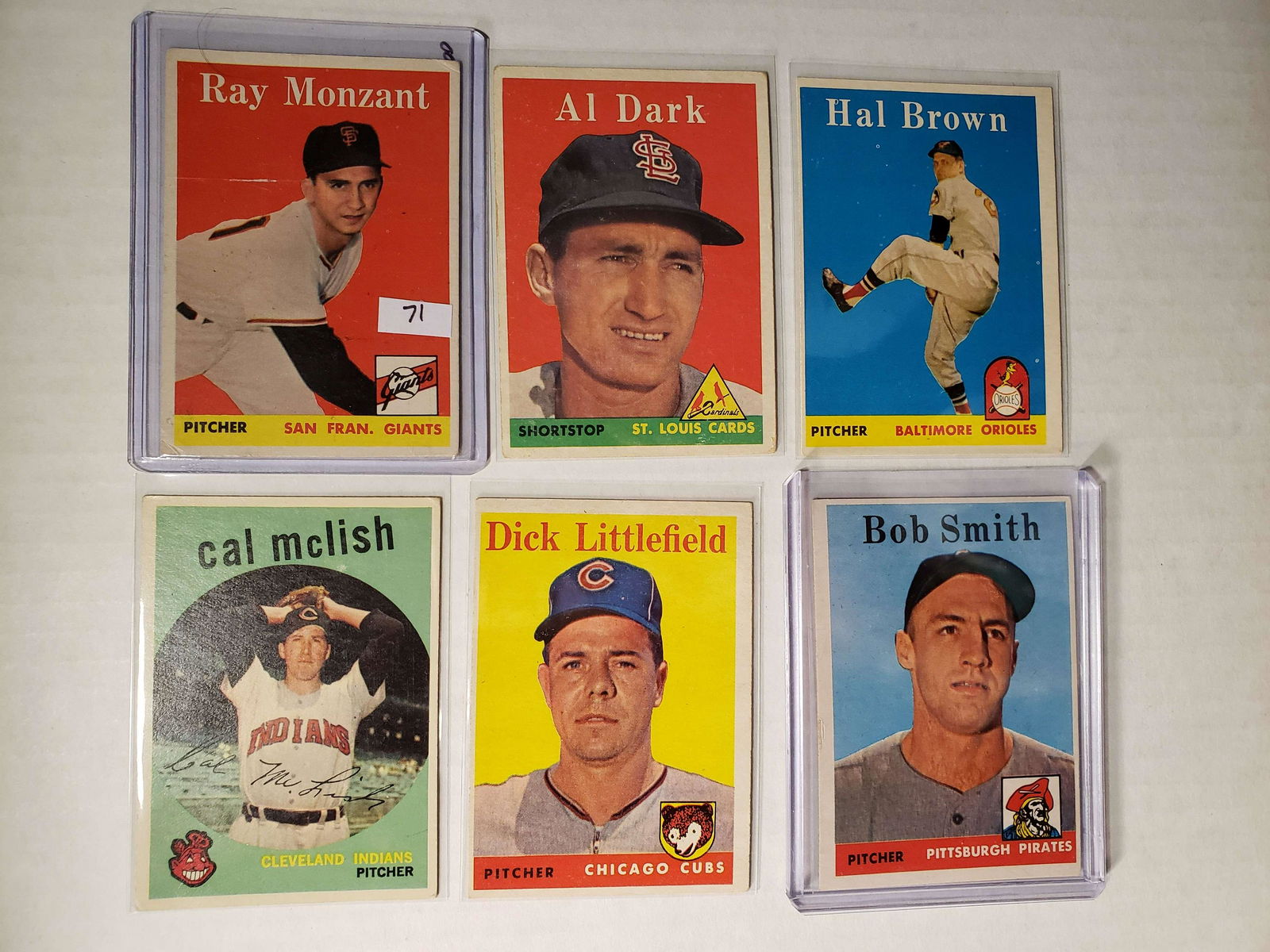 LOT OF 6 1958 TOPPS VINTAGE BASEBALL CARDS (1 of 2)