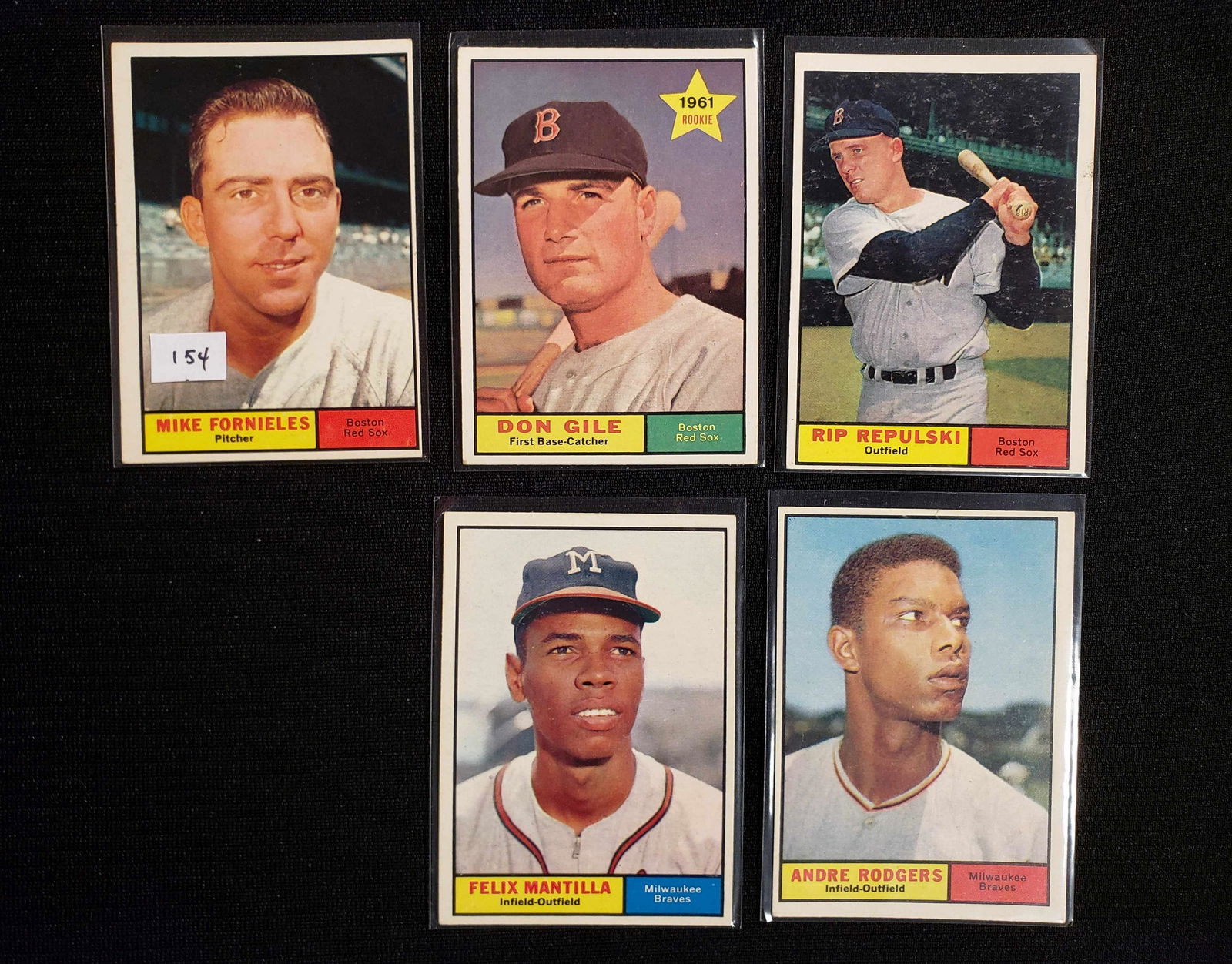 LOT OF 5 DIFFERENT 1961 TOPPS BASEBALL CARDS NRMT (1 of 1)