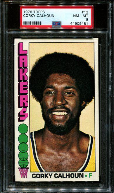 1976 TOPPS #12 CORKY CALHOUN LAKERS PSA 8 (1 of 2)