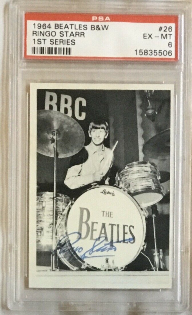 ORIGINAL 1964 PSA GRADED BEATLES TRADING CARD: Beatles B&W 1st Series #26 PSA-6 1964 Ringo STARR