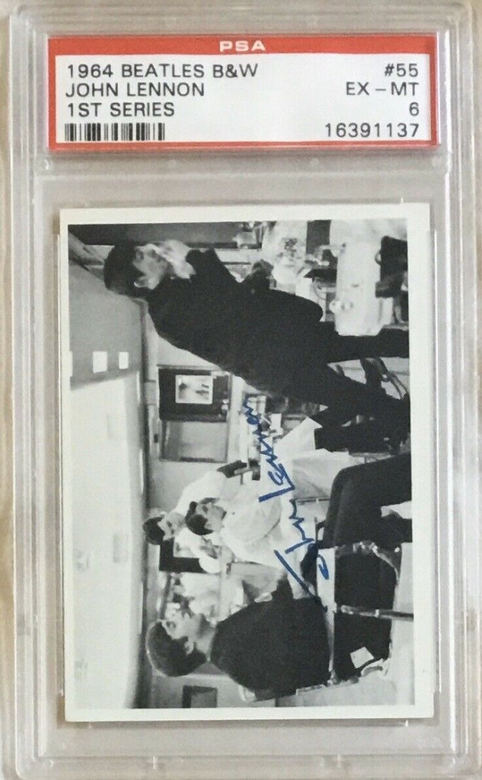 Beatles B&W 1st Series PSA Graded Card: PSA 6 JOHN LENNON TOPPS #55 Beatles B&W 1st Series PSA Graded Card