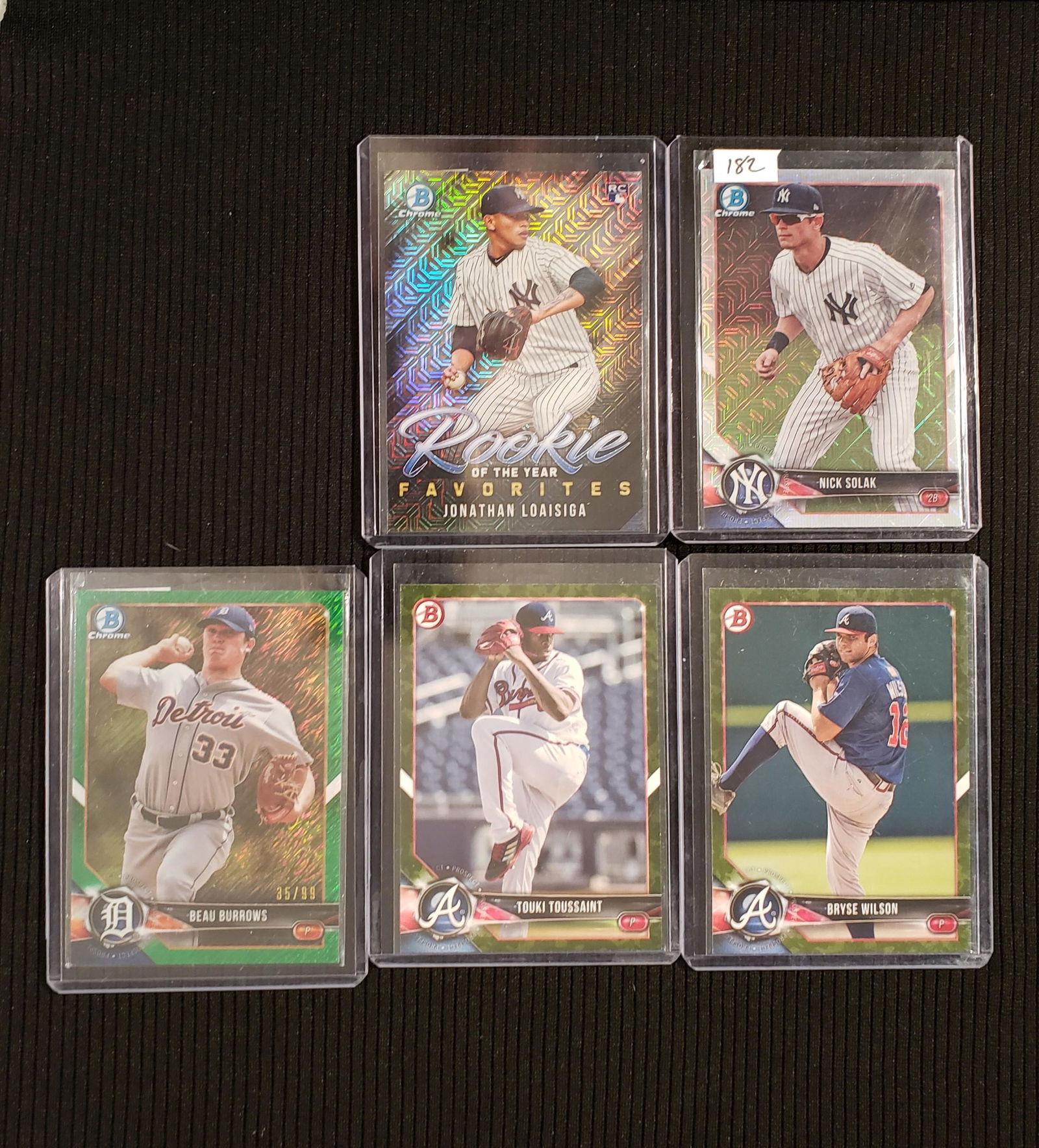 LOT OF 5 BOWMAN BASEBALL #'D SHORT PRINTS AND PARALLELS (1 of 1)