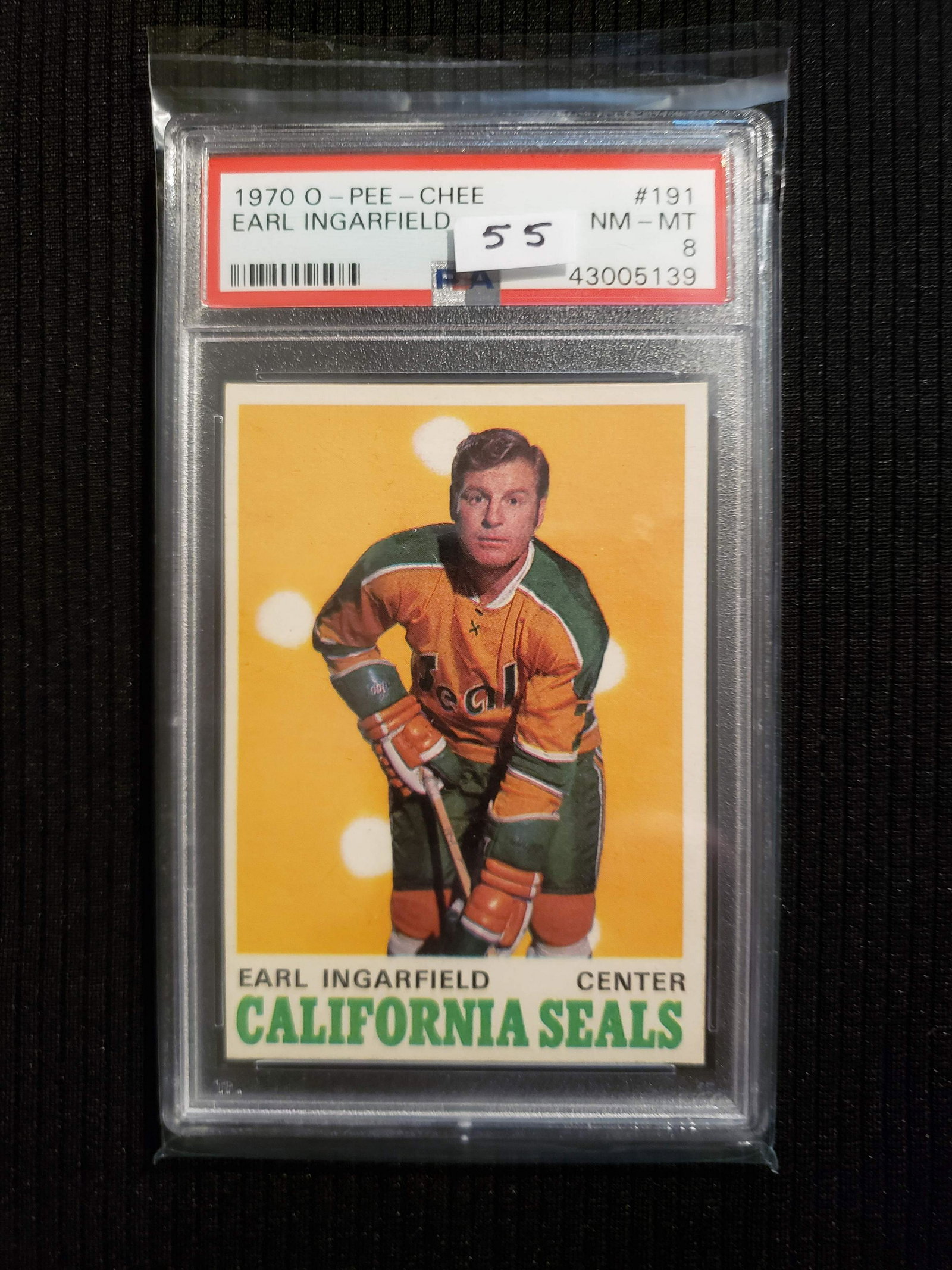 PSA GRADED 1970 O-PEE-CHEE #191 EARL INGARFIELD: PSA GRADED 8 NRMT 1970 O-PEE-CHEE #191 EARL INGARFIELD CALIFORNIA SEALS