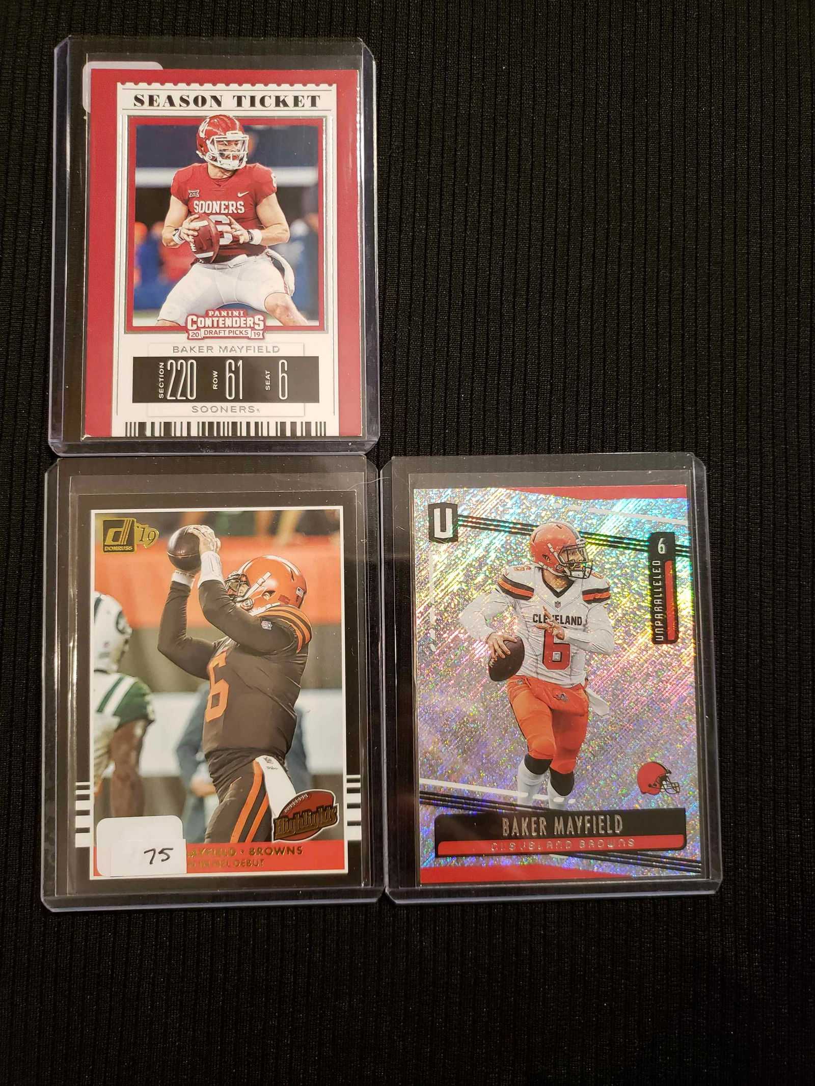 LOT OF 3 BAKER MAYFIELD CLEVELAND BROWNS CARDS (1 of 1)