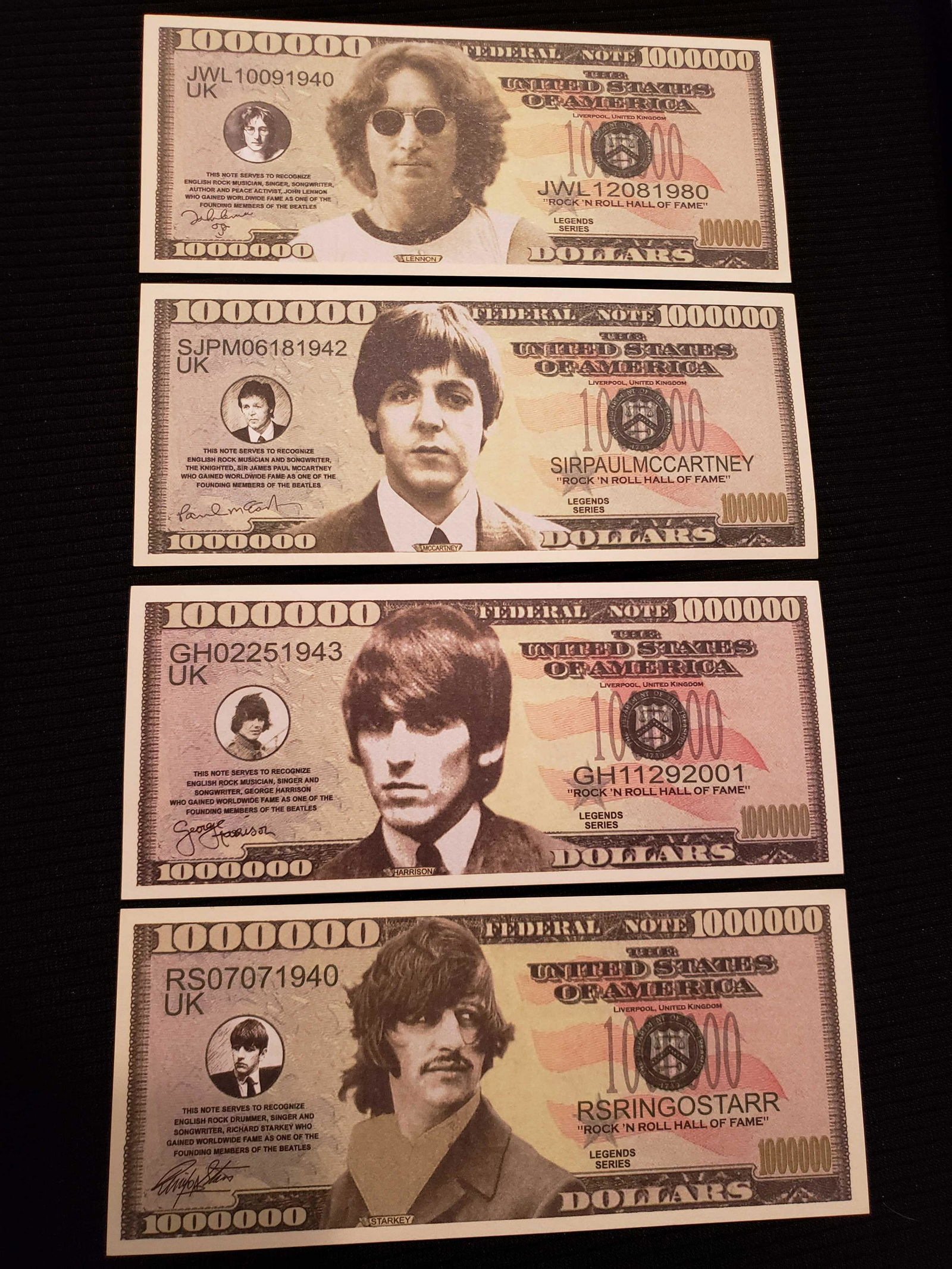 SET OF 4 BEATLES FANTASY NOTES (1 of 2)
