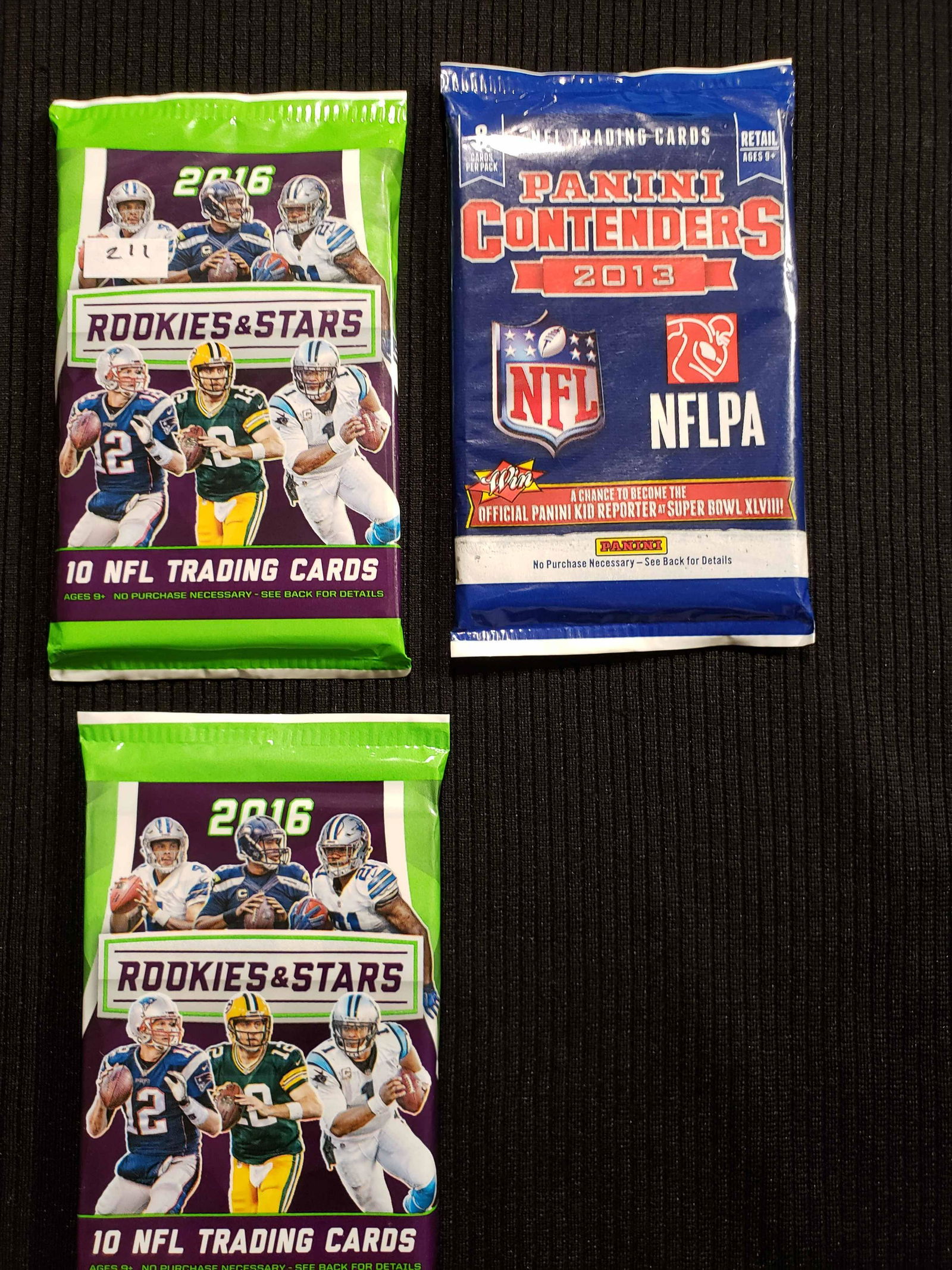LOT OF 3 ASSORTED SEALED FOOTBALL CARD PACKS (1 of 1)