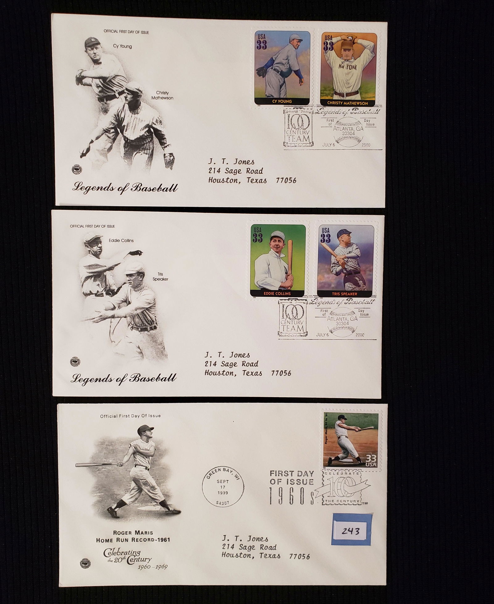 UNITED STATES FIRST DAY COVERS 1999 LEGENDS OF BASEBALL (1 of 1)