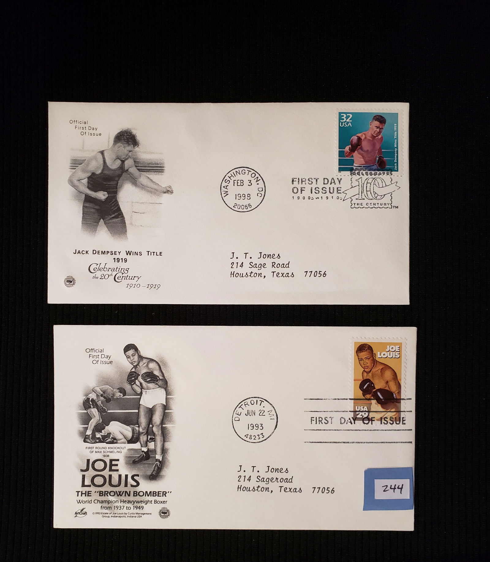 UNITED STATES FIRST DAY COVERS JOE LOUIS AND JACK (1 of 1)
