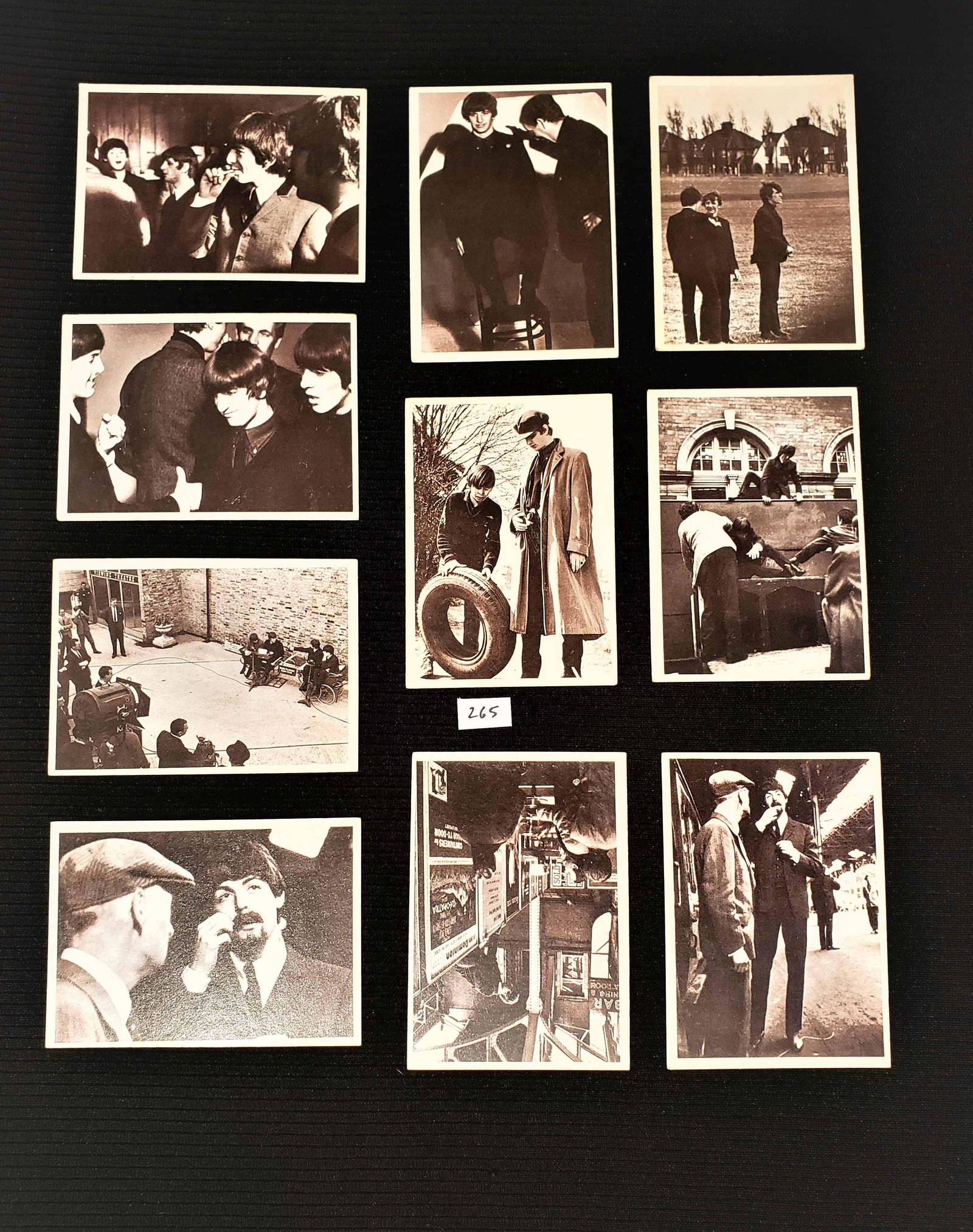 1964 BEATLES MOVIE CARDS-A HARD DAY'S NIGHT: LOT 10 VINTAGE BEATLES MOVIE TRADING CARDS-1964