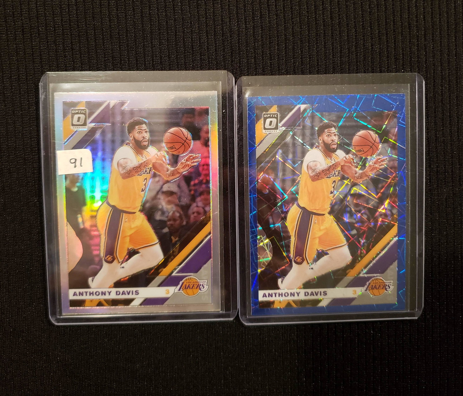2019-20 DONRUSS OPTIC ANTHONY DAVIS PRIZMS: ANTHONY DAVIS 2020 OPTIC SILVER PRIZM AND BLUE VELOCITY PRIZM PARALLELS