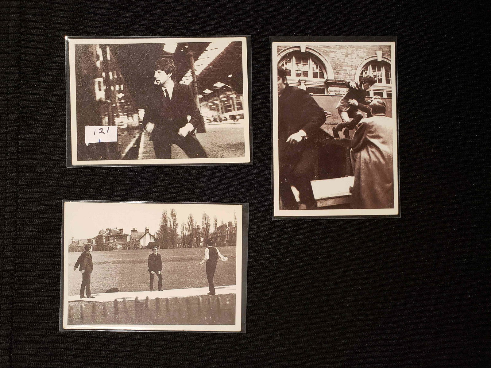 1964 TOPPS BEATLES: A HARD DAY'S NIGHT MOVIE CARDS: EXCELLENT GROUP OF 3 DIFFERENT 1964 BEATLES MOVIE CARDS #21, 22, 23