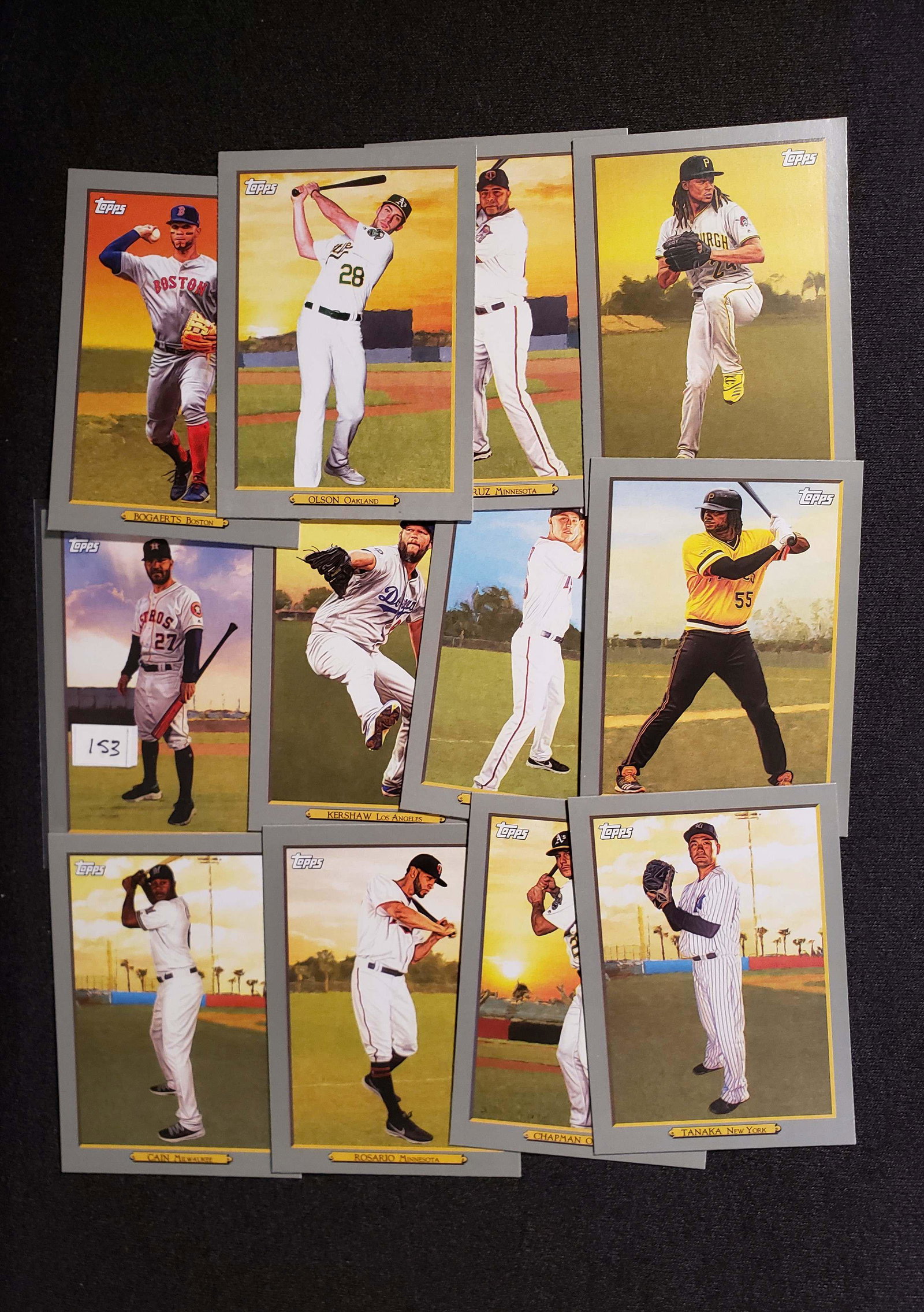 LOT OF 12 2020 TOPPS TURKEY RED INSERTS: JOSE ALTUVE, JOSH BELL, MATT CHAPMAN, LORENZO CAIN