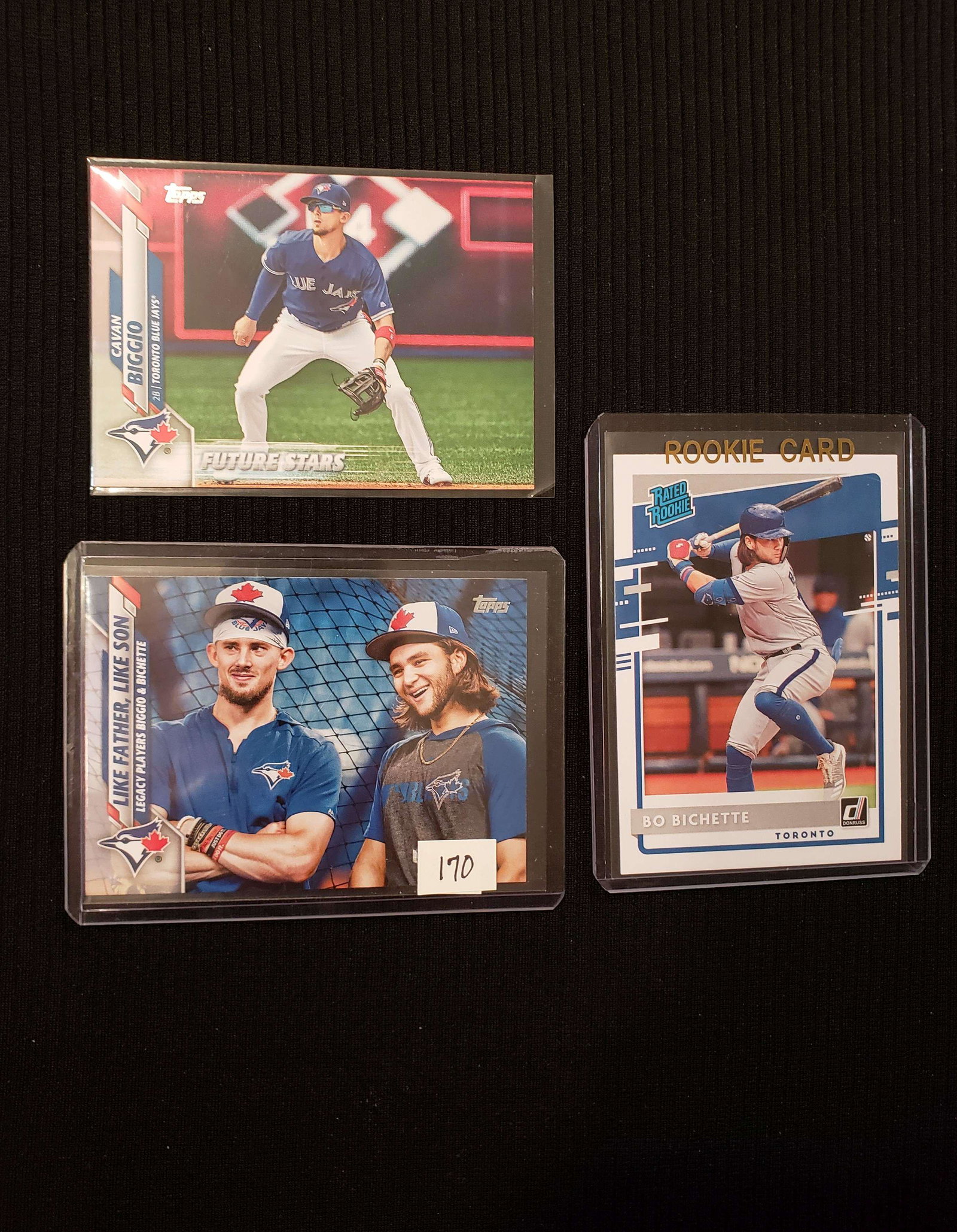 TORONTO BLUE JAYS FUTURE STARS AND ROOKIES: BICHETTE AND BIGGIO 2020 TOPPS AND DONRUSS RATED ROOKIE