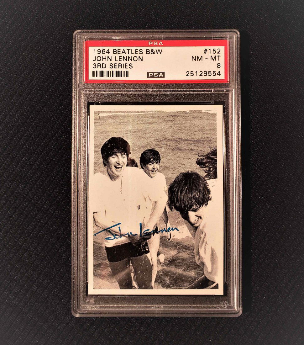 PSA GRADED Beatles B&W 3RD SERIES #152 JOHN LENNON: 1964 TOPPS BEATLES BLACK AND WHITE 3RD SERIES CARD #152 PSA GRADED 8 NM-MINT VERY GOOD EXCELLENT