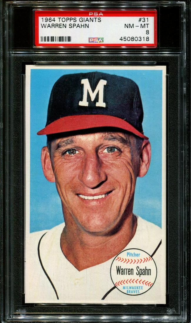 1964 TOPPS GIANTS #31 WARREN SPAHN BRAVES HOF PSA 8 (1 of 1)