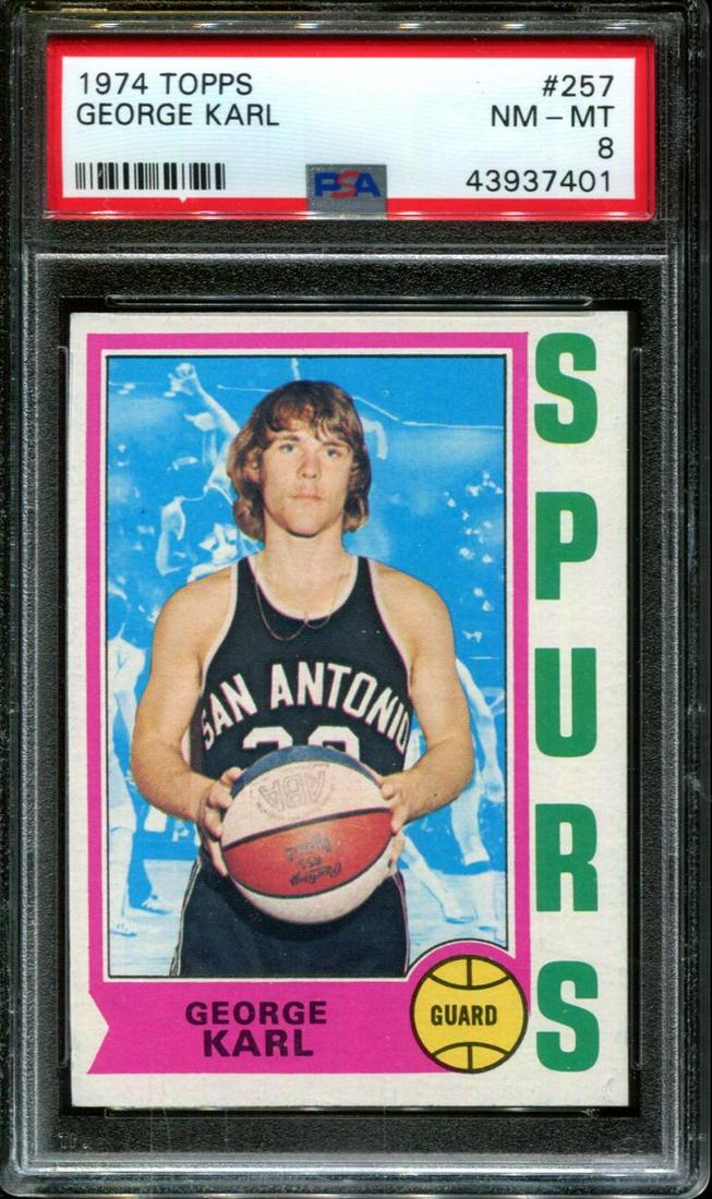1974 TOPPS #257 GEORGE KARL RC SPURS PSA 8: 1974 TOPPS #257 GEORGE KARL RC SPURS PSA 8