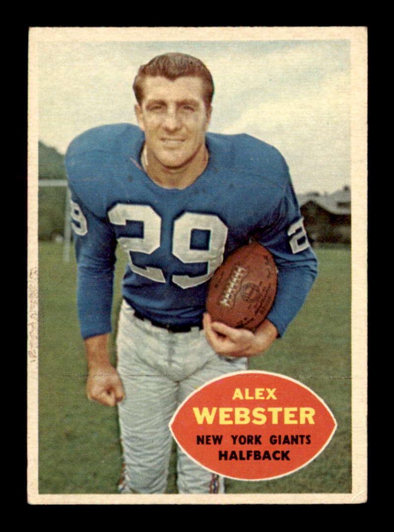 VINTAGE NFL FOOTBALL TRADING CARDS: NY GIANTS #75 Alex Webster 1960 Topps Football Cards
