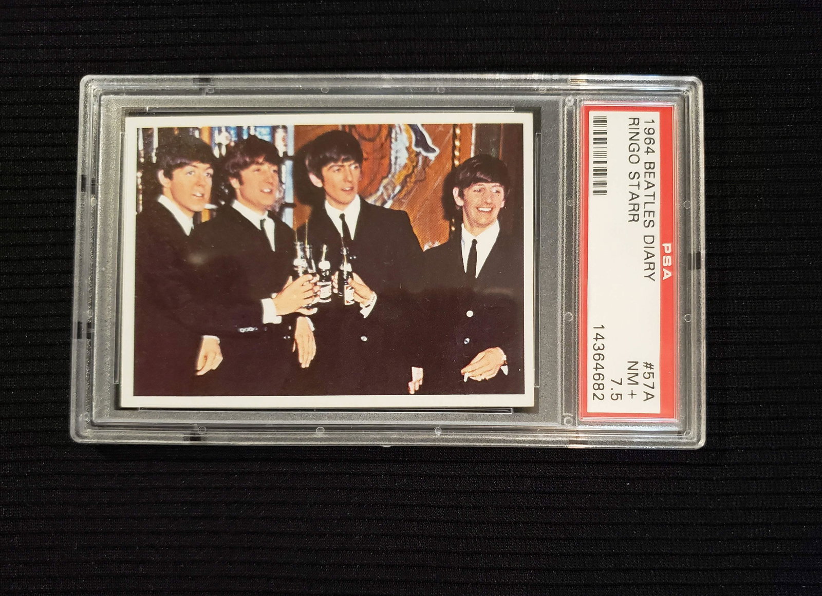 PSA GRADED 1964 Beatles CARD: Slabbed 1964 BEATLES DIARY RINGO STARR #57A